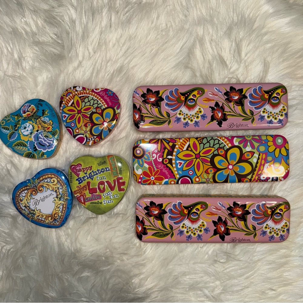 Brighton Decorative Tin Storage Case Lot of 7